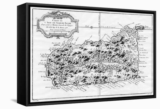 A Map of St Lucia, the West Indies, 1758-N Bellun-Framed Stretched Canvas