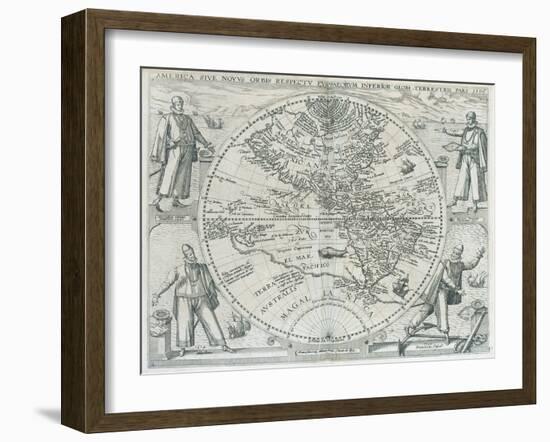 A Map of the Americas, 1590-1601-Johann Theodor de Bry-Framed Giclee Print