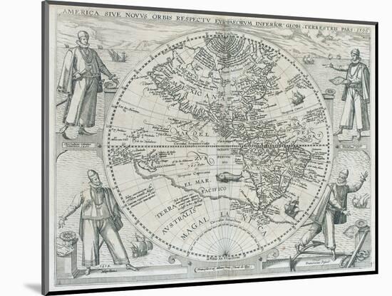 A Map of the Americas, 1590-1601-Johann Theodor de Bry-Mounted Giclee Print