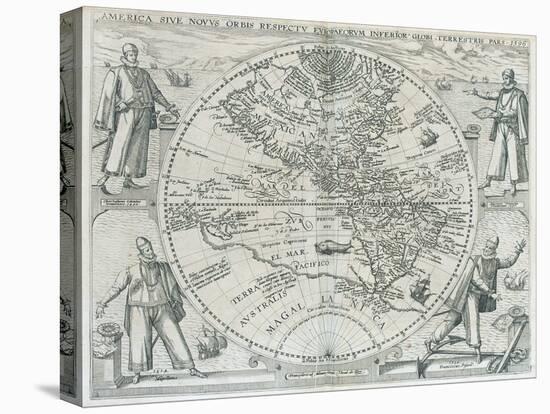 A Map of the Americas, 1590-1601-Johann Theodor de Bry-Stretched Canvas