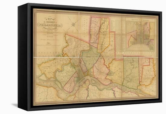 A Map of the County of Philadelphia, from Actual Survey, 1843-null-Framed Stretched Canvas