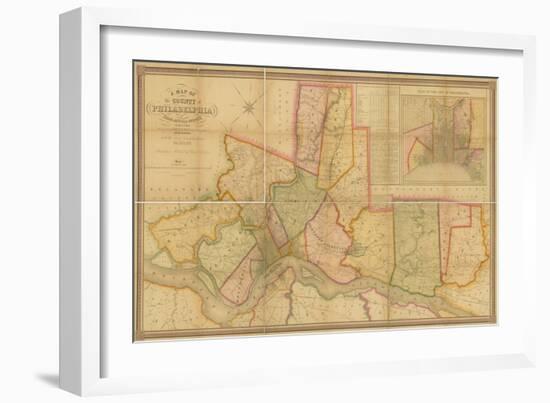 A Map of the County of Philadelphia, from Actual Survey, 1843-null-Framed Giclee Print