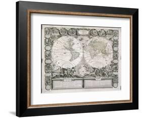 A Map of the Earth Divided into Two Hemispheres-Jean-Honoré Fragonard-Framed Giclee Print