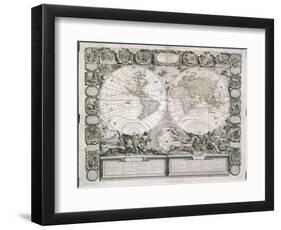 A Map of the Earth Divided into Two Hemispheres-Jean-Honoré Fragonard-Framed Giclee Print