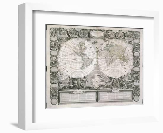 A Map of the Earth Divided into Two Hemispheres-Jean-Honoré Fragonard-Framed Giclee Print