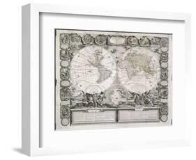 A Map of the Earth Divided into Two Hemispheres-Jean-Honoré Fragonard-Framed Giclee Print