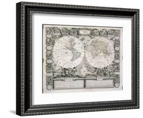 A Map of the Earth Divided into Two Hemispheres-Jean-Honoré Fragonard-Framed Giclee Print