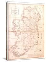 A Map of the Mail Coach Branching Cross and Bye Post Roads of Ireland, Engraved by S. Kerling-William Larkin-Stretched Canvas