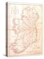 A Map of the Mail Coach Branching Cross and Bye Post Roads of Ireland, Engraved by S. Kerling-William Larkin-Stretched Canvas