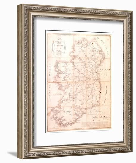 A Map of the Mail Coach Branching Cross and Bye Post Roads of Ireland, Engraved by S. Kerling-William Larkin-Framed Giclee Print