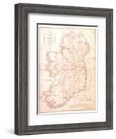 A Map of the Mail Coach Branching Cross and Bye Post Roads of Ireland, Engraved by S. Kerling-William Larkin-Framed Giclee Print