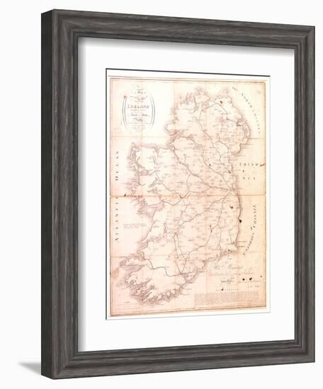 A Map of the Mail Coach Branching Cross and Bye Post Roads of Ireland, Engraved by S. Kerling-William Larkin-Framed Giclee Print