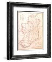 A Map of the Mail Coach Branching Cross and Bye Post Roads of Ireland, Engraved by S. Kerling-William Larkin-Framed Giclee Print