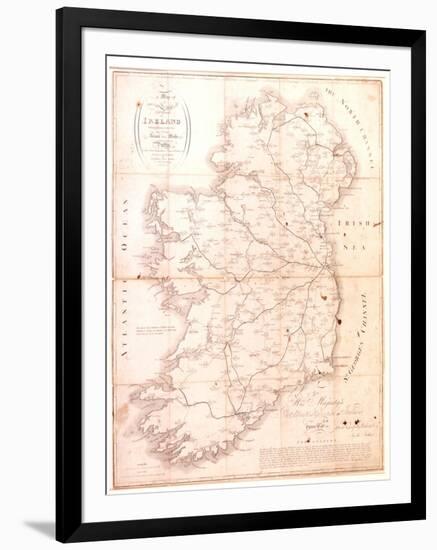 A Map of the Mail Coach Branching Cross and Bye Post Roads of Ireland, Engraved by S. Kerling-William Larkin-Framed Giclee Print