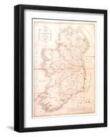 A Map of the Mail Coach Branching Cross and Bye Post Roads of Ireland, Engraved by S. Kerling-William Larkin-Framed Giclee Print