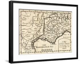 A Map of the Route Hannibal Took Through Gaul and over the Alps into Italy-null-Framed Giclee Print