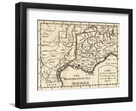 A Map of the Route Hannibal Took Through Gaul and over the Alps into Italy-null-Framed Giclee Print