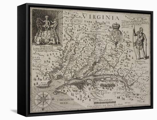 A Map Of Virginia-Johann De Bry-Framed Stretched Canvas