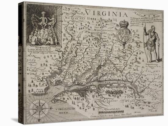 A Map Of Virginia-Johann De Bry-Stretched Canvas