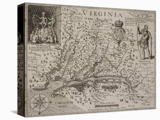 A Map Of Virginia-Johann De Bry-Stretched Canvas