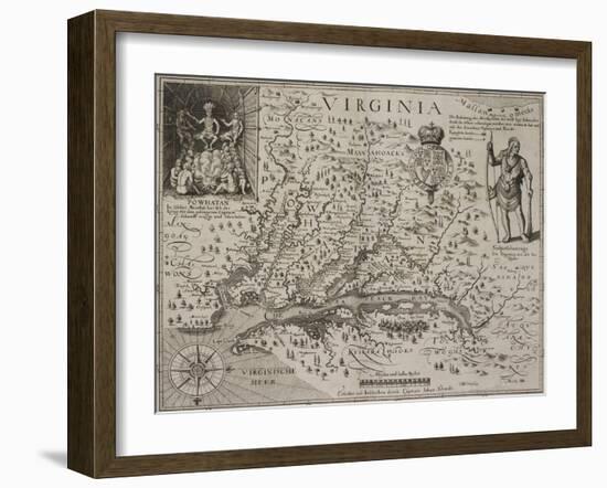 A Map Of Virginia-Johann De Bry-Framed Giclee Print