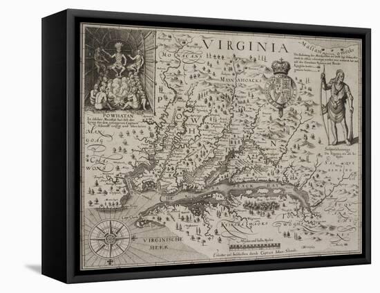 A Map Of Virginia-Johann De Bry-Framed Stretched Canvas