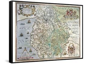 A Map of Westmorland and Cumberland, 1576-Christopher Saxton-Framed Stretched Canvas