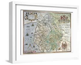 A Map of Westmorland and Cumberland, 1576-Christopher Saxton-Framed Giclee Print