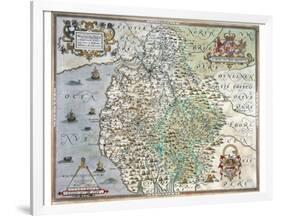 A Map of Westmorland and Cumberland, 1576-Christopher Saxton-Framed Giclee Print