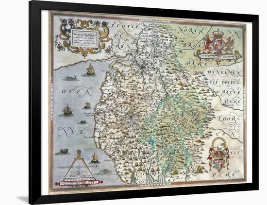 A Map of Westmorland and Cumberland, 1576-Christopher Saxton-Framed Giclee Print