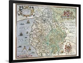 A Map of Westmorland and Cumberland, 1576-Christopher Saxton-Framed Giclee Print