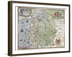 A Map of Westmorland and Cumberland, 1576-Christopher Saxton-Framed Giclee Print