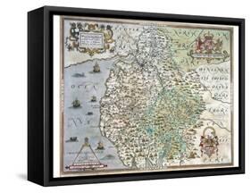 A Map of Westmorland and Cumberland, 1576-Christopher Saxton-Framed Stretched Canvas