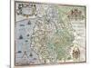 A Map of Westmorland and Cumberland, 1576-Christopher Saxton-Stretched Canvas