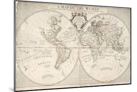 A Map of World, Corrected from the Observations to the Royal Societies of London and Paris-John Senex-Mounted Giclee Print