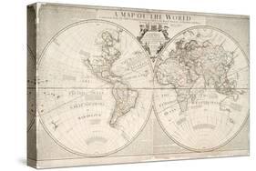 A Map of World, Corrected from the Observations to the Royal Societies of London and Paris-John Senex-Stretched Canvas