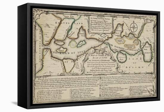 A Map Or Chart Of the Road Of Love, and Harbour Of Marriage-null-Framed Stretched Canvas