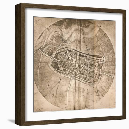 A map representing the town of Imola, Italy, c1472-c1519 (1883)-Leonardo Da Vinci-Framed Giclee Print