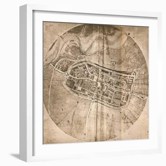 A map representing the town of Imola, Italy, c1472-c1519 (1883)-Leonardo Da Vinci-Framed Giclee Print