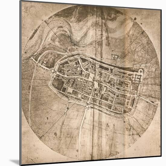 A map representing the town of Imola, Italy, c1472-c1519 (1883)-Leonardo Da Vinci-Mounted Giclee Print