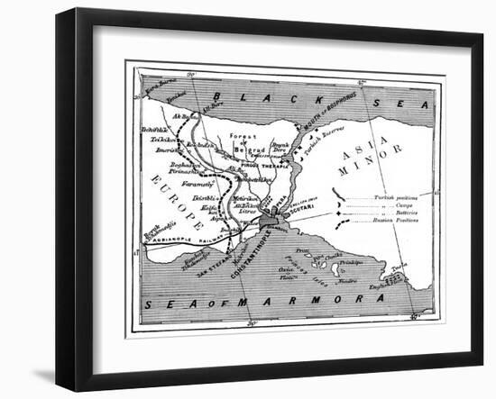 A Map Showing the Positions of Russian and Turkish Lines Outside Constantinople, 1900-null-Framed Giclee Print