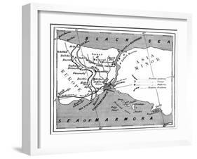 A Map Showing the Positions of Russian and Turkish Lines Outside Constantinople, 1900-null-Framed Giclee Print