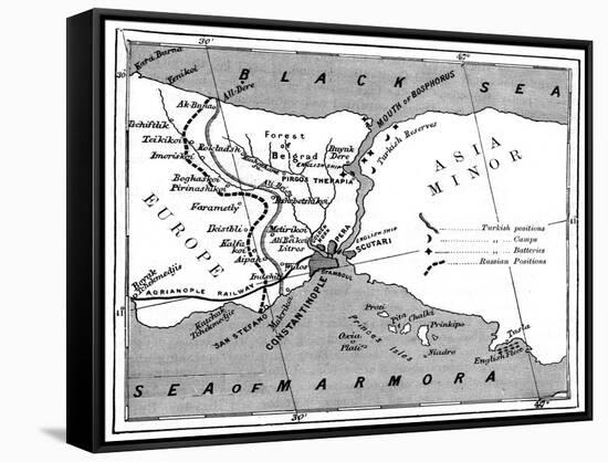 A Map Showing the Positions of Russian and Turkish Lines Outside Constantinople, 1900-null-Framed Stretched Canvas