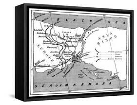 A Map Showing the Positions of Russian and Turkish Lines Outside Constantinople, 1900-null-Framed Stretched Canvas