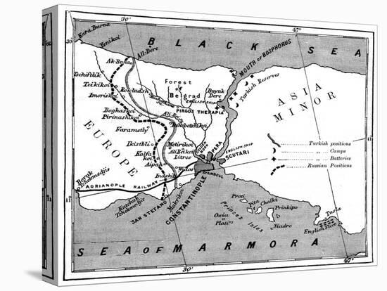 A Map Showing the Positions of Russian and Turkish Lines Outside Constantinople, 1900-null-Stretched Canvas