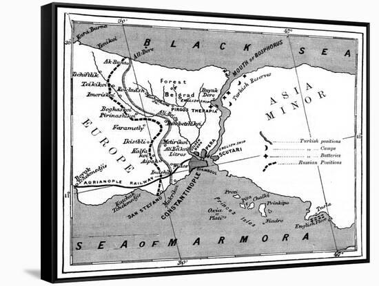 A Map Showing the Positions of Russian and Turkish Lines Outside Constantinople, 1900-null-Framed Stretched Canvas