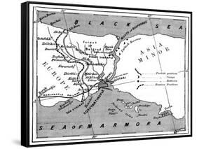 A Map Showing the Positions of Russian and Turkish Lines Outside Constantinople, 1900-null-Framed Stretched Canvas