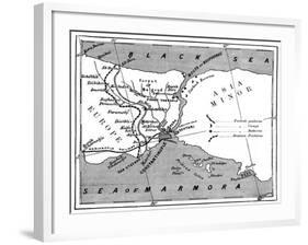 A Map Showing the Positions of Russian and Turkish Lines Outside Constantinople, 1900-null-Framed Giclee Print