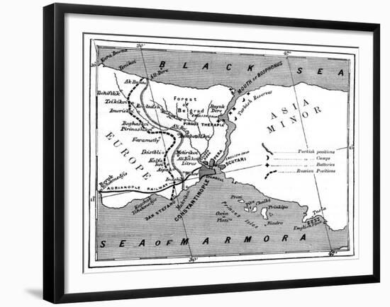 A Map Showing the Positions of Russian and Turkish Lines Outside Constantinople, 1900-null-Framed Giclee Print