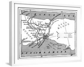 A Map Showing the Positions of Russian and Turkish Lines Outside Constantinople, 1900-null-Framed Giclee Print